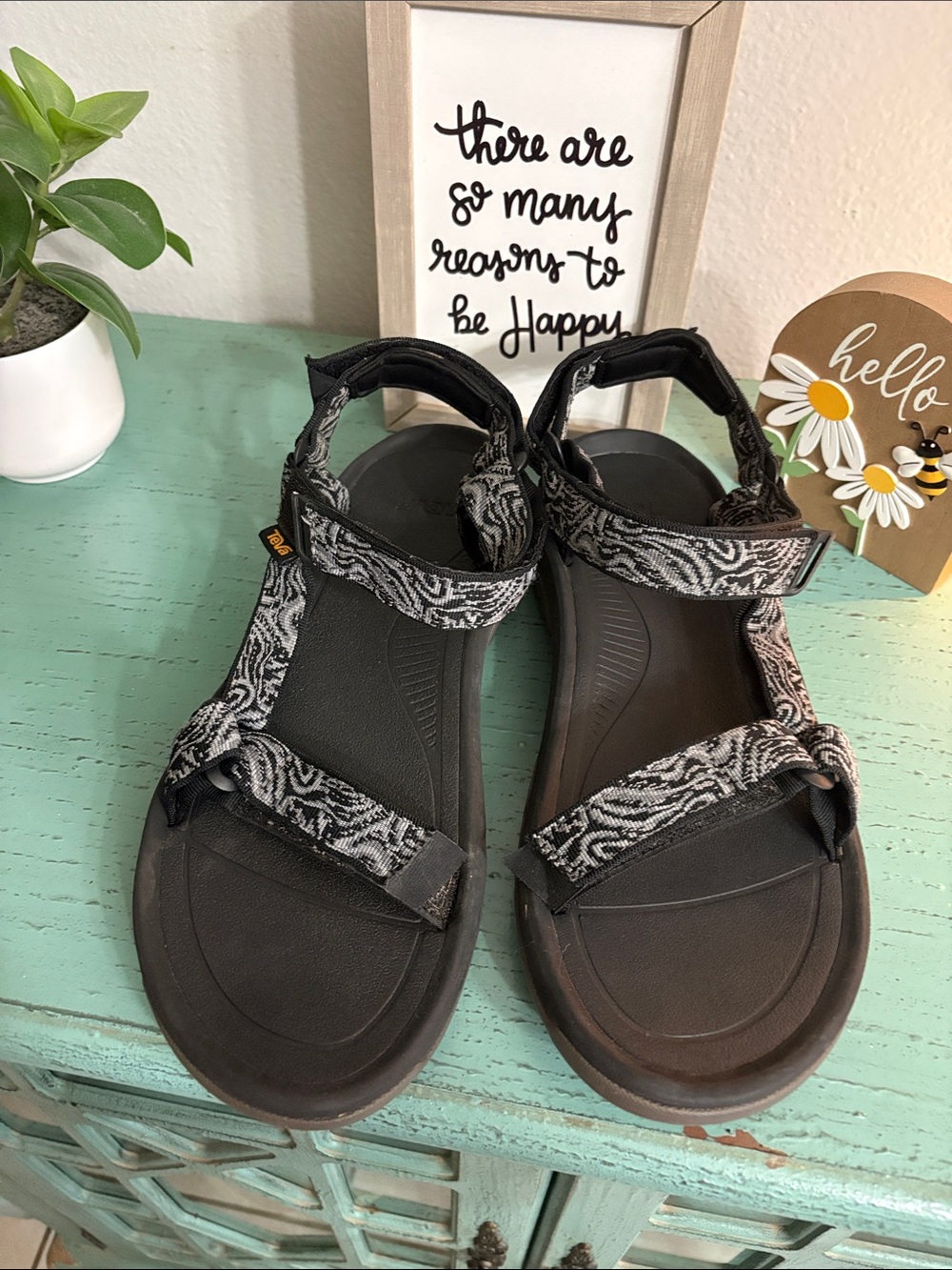 Black Patterned Mens Teva Sport Sandals